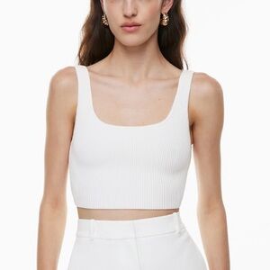 White Babaton Ribbed Crop Top